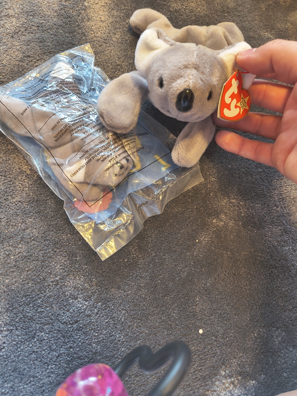 Ty Gray Beanie Baby Koala "Mel" with Heart Tag